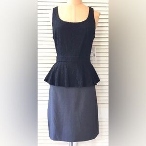🆕 Laundry by Design Womens Dress Black Gray Sleeveless Peplum Pencil Office